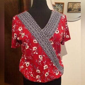 Lucky Brand Surplice Short Sleeve Top